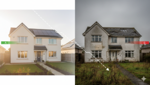EPC rating degradation over time - house comparison showing rating decline