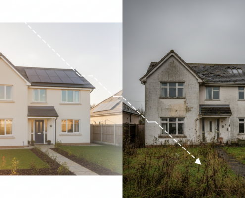 EPC rating degradation over time - house comparison showing rating decline