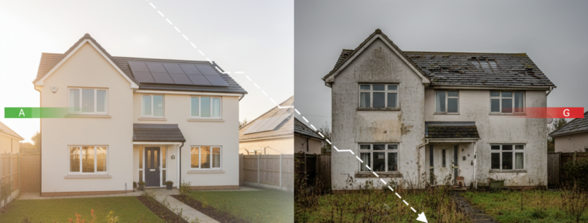 EPC rating degradation over time - house comparison showing rating decline