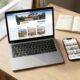 Laptop and smartphone showing social media property marketing content for estate agents
