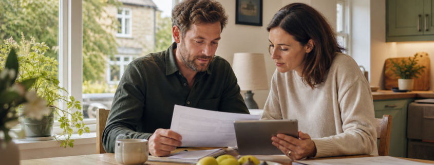 Oxfordshire landlord and tenant reviewing an EPC before autumn energy upgrades